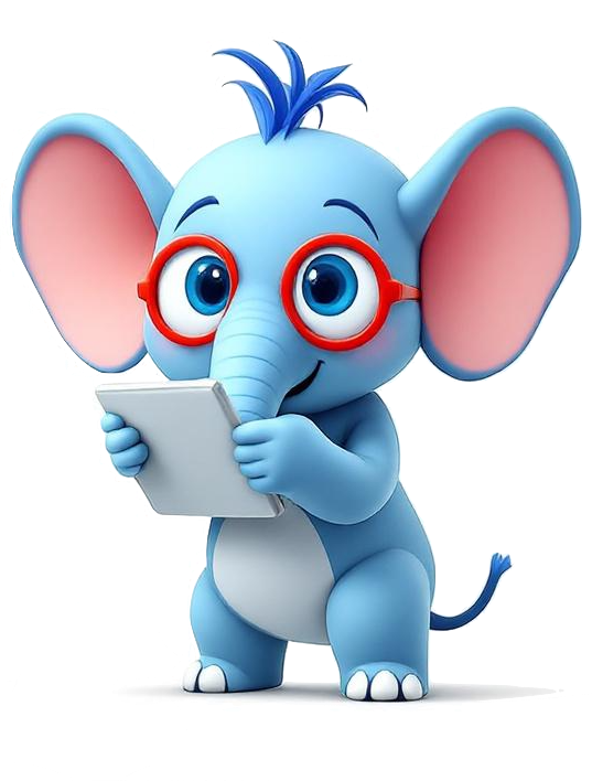 Éléphant Deckart avec une tablette